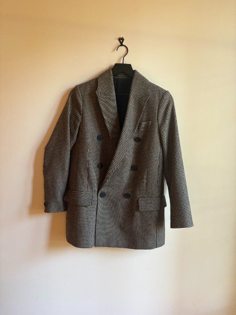 AllSaints Italian Cloth Houndstooth Double Breasted Peacoat Blazer US 4 / UK 8